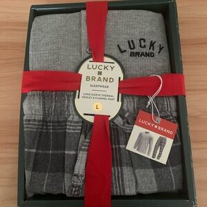 Lucky Brand Gray Men's Thermal Henley and Flannel Set